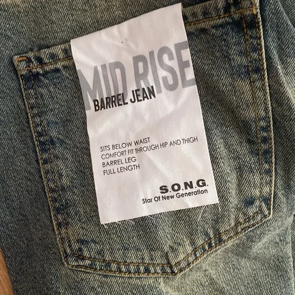 New women’s SONG rustic denim barrel Blue Jeans 13/31 - Picture 6 of 6